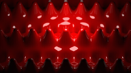 abstract wavy red shapes 3d rendering
