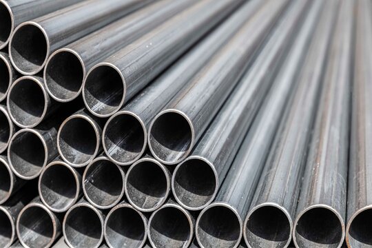 Close - up Stack of construction metal pipes