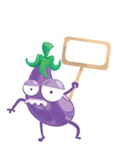 brinjal holding wooden board