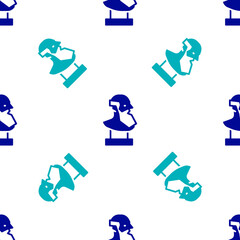 Blue Ancient bust sculpture icon isolated seamless pattern on white background. Vector.
