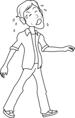 sick man walking getting tired unhealthy food sickness disease illness weak