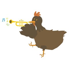 hen playing trumpet