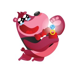 bear cartoon proposing on bended knees