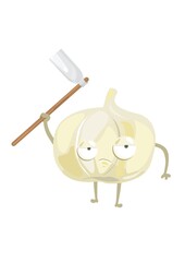 garlic holding gardening hoe