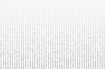 Vector transparent matrix data background template, black and white, isolated background, minimal design, gradient transparency.