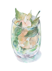 decorative candle in glass with lemon