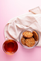 yummy snack concept, consisting of black tea and cookies