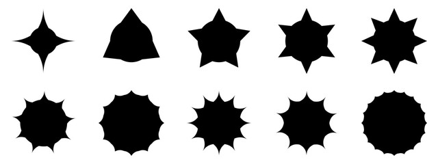 set of vector silhouettes black color star label shape icon vector illustration graphic design abstract background pattern modern style 