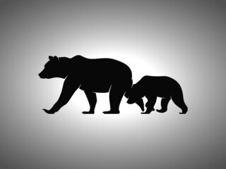 Bear Silhouette on White Background. Isolated Vector Animal