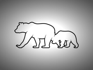 Bear Silhouette on White Background. Isolated Vector Animal