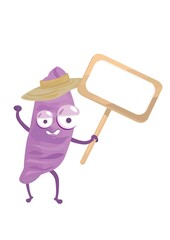 sweet potato holding wooden board