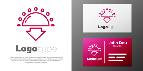 Logotype line Sunset icon isolated on white background. Logo design template element. Vector.