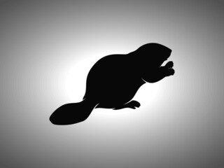 Beaver Silhouette on White Background. Isolated Vector Animal