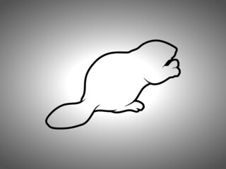 Beaver Silhouette on White Background. Isolated Vector Animal