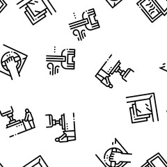 Pvc Window Frames Seamless Pattern Vector Thin Line. Illustrations