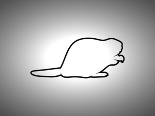 Beaver Silhouette on White Background. Isolated Vector Animal