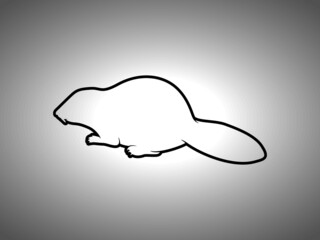 Beaver Silhouette on White Background. Isolated Vector Animal