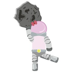 astronaut with asteroid
