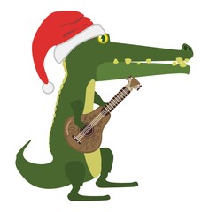 cartoon alligator playing guitar