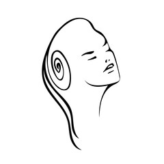 Vector line art illustration with a woman's face.