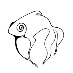 Vector line art illustration with abstract fish.