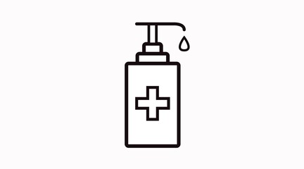 Vector Isolated Black and White Hand Sanitizer Icon or Sign
