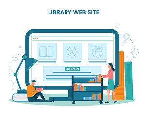 Library online service or platform. Knowledge and educatiovn idea.