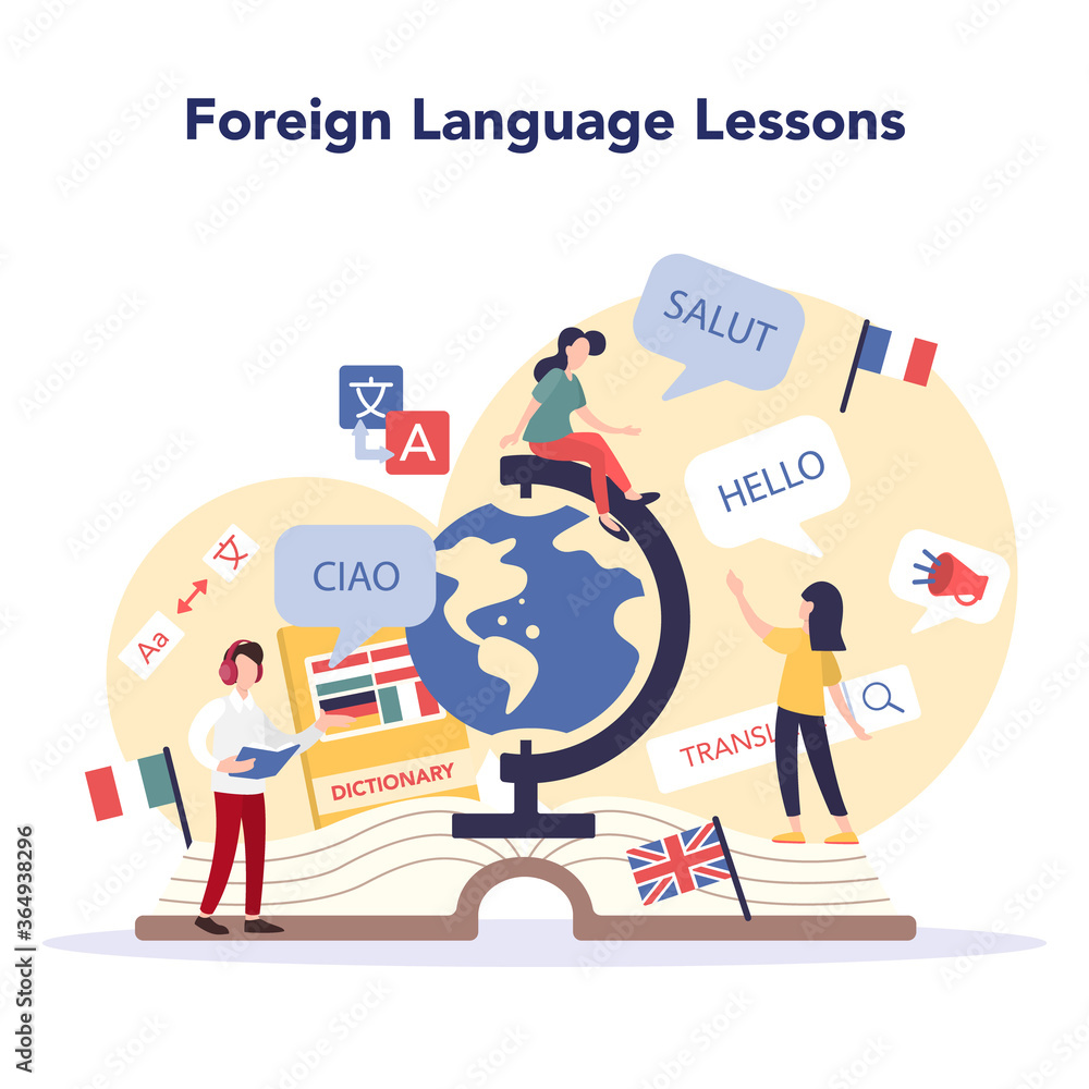 Poster language learning concept. study foreign languages with native