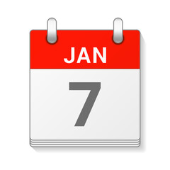 January 7 isolated vector calendar icon symbol