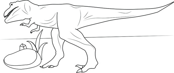 T rex dinosaur hunting walking looking for food fun education learning © Cartoon-Designer