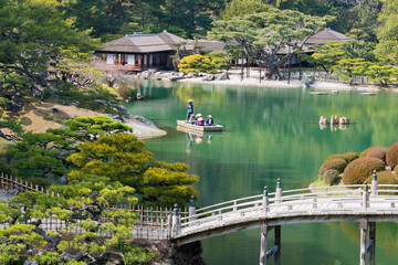 Ritsurin Garden in Takamatsu, Kagawa, Japan. Ritsurin Garden is one of the most famous historical...