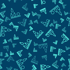 Green line Bottles ball icon isolated seamless pattern on blue background. Vector.