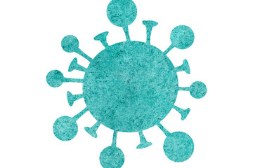 Green Coronavirus Covid 19 flu outbreak on a white background. Design of flu COVID-19 virus cell.