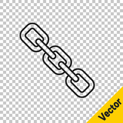 Black line Chain link icon isolated on transparent background. Link single. Hyperlink chain symbol. Vector.
