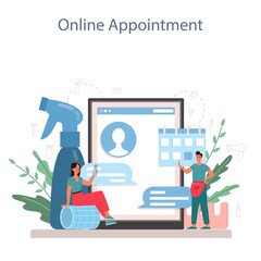 Hairdresser online service or platform. Idea of hair care in salon.