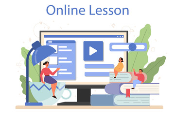 Literature school subject online service or platform. Idea of education