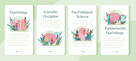 Fototapeta na wymiar Psychology mobile application banner set. Mental and emotional