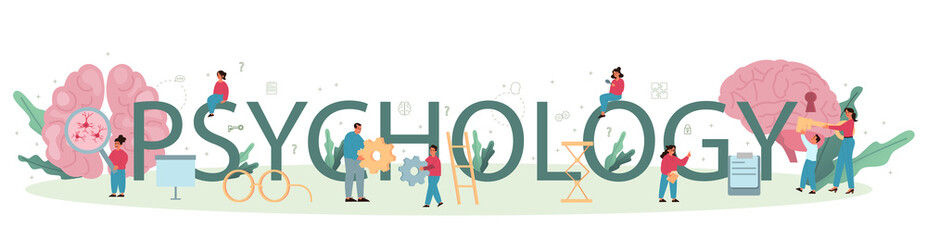 Psychology typographic header concept. Mental and emotional health