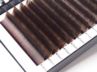 eyelashes for building different length and volume on a white background