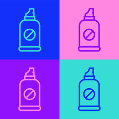 Pop art line Spray against insects icon isolated on color background. Vector.