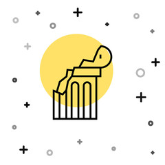 Black line Broken ancient column icon isolated on white background. Random dynamic shapes. Vector.