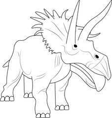 Triceratops dinosaur standing in a white background fun education learning