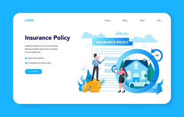 Insurance agent web banner or landing page. Idea of security - obrazy, fototapety, plakaty