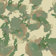 Forest camouflage of various shades of green, brown and beige colors