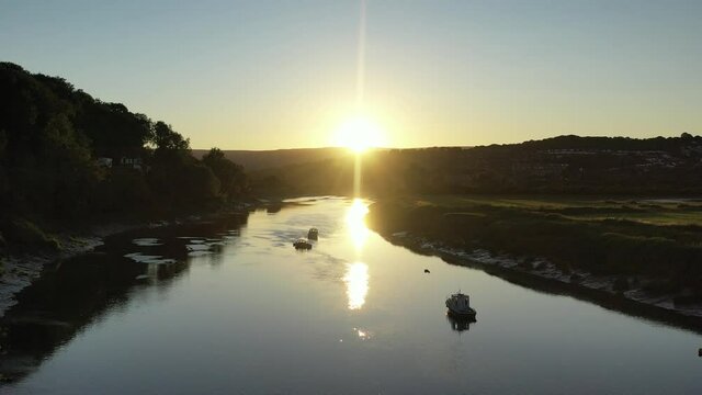 Aerial view of the Welsh town Caerleon in Wales, home of the Roman Amphitheatre