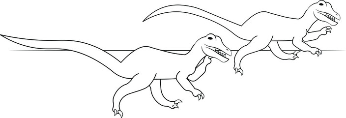 Two dinosaur playing running fun education learning