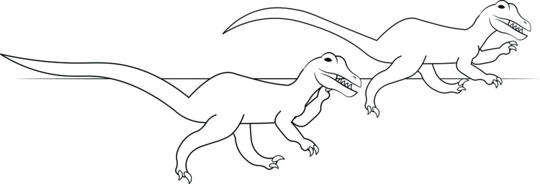 Two dinosaur playing running fun education learning