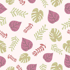 Vector Leaf full-color Seamless Pattern Background. Can Be Used For Fabric, Wallpaper, Stationery, Packaging.