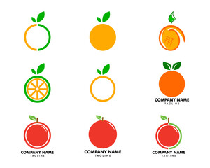 Set of Orange Fruit Logo Design Vector Icon Illustration Design