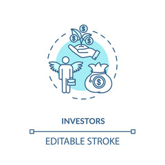 Investors concept icon. Business profit. Corporate and financial management. Money investment idea thin line illustration. Vector isolated outline RGB color drawing. Editable stroke